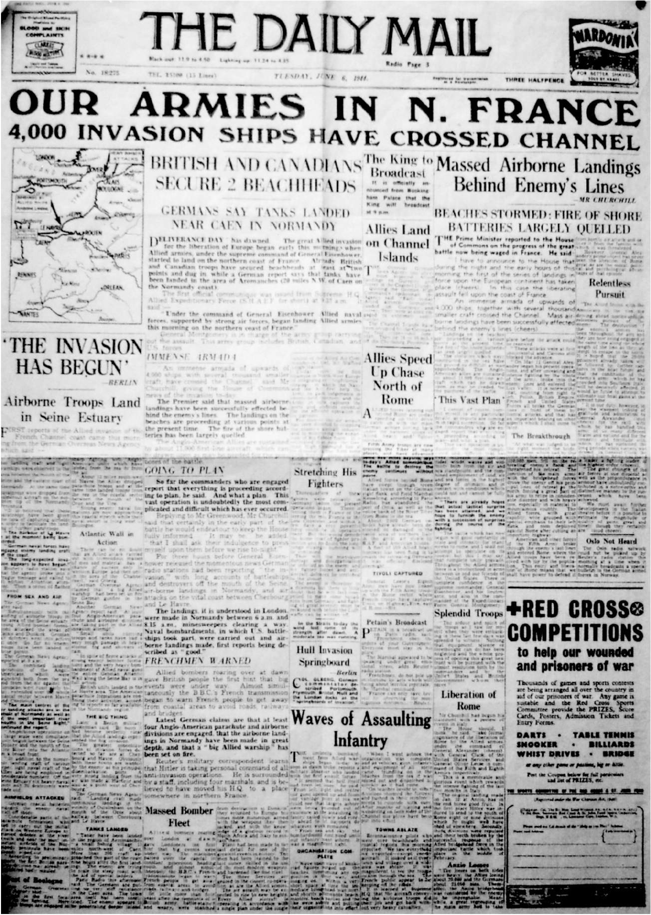 11 The front page of the Hull Daily Mail for 6 June 1944 LMA 12 In - photo 14