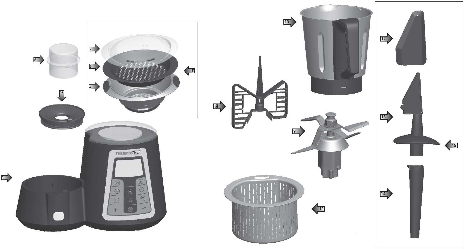 The accessories are as follows 1 Main body 2 Steamer cover 3 Steaming mesh - photo 10