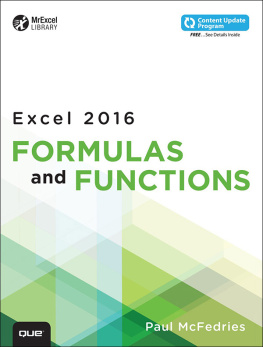 McFedries - Excel 2016 Formulas and Functions includes Content Update Program