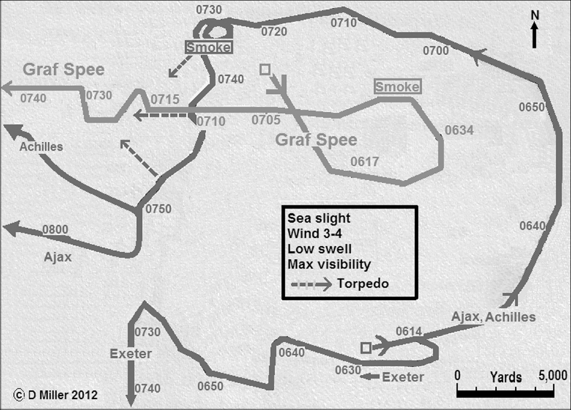 Map 2 Battle map Graf Spee versus the British cruisers Map 3 Shadowing - photo 3