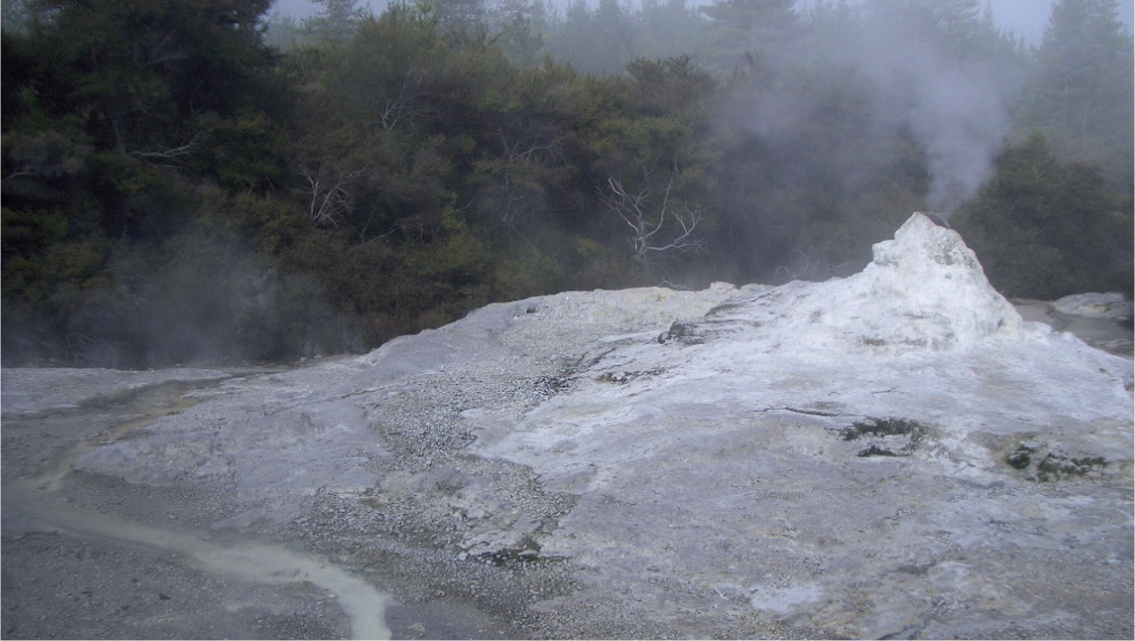 A hot spring at Rotorua North Island New Zealand deposits minerals around - photo 2