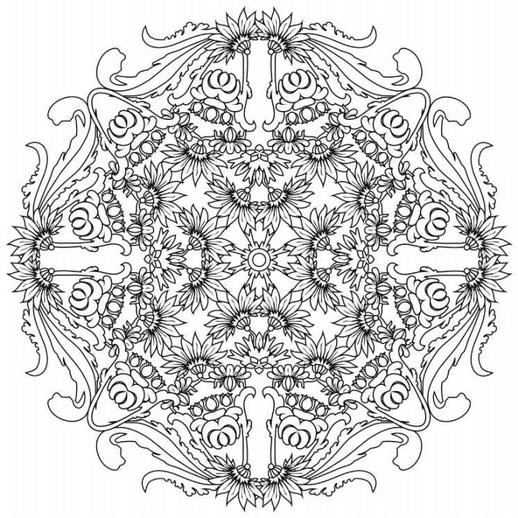 Coloring flower mandalas 30 hand-drawn designs for mindful relaxation - photo 29