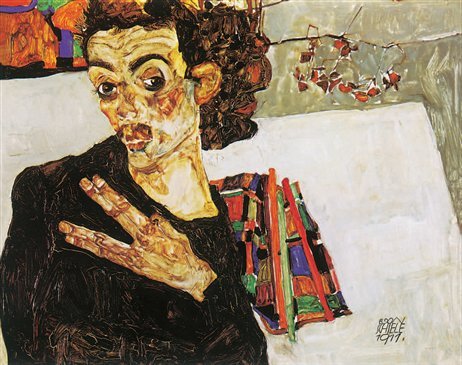 Self-Portrait with Black Clay Vas and Spread Fingers 1911 Oil on canvas - photo 5