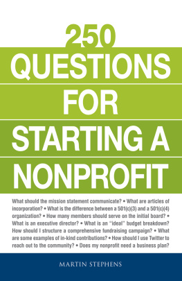 Stephens - 250 questions for starting a nonprofit