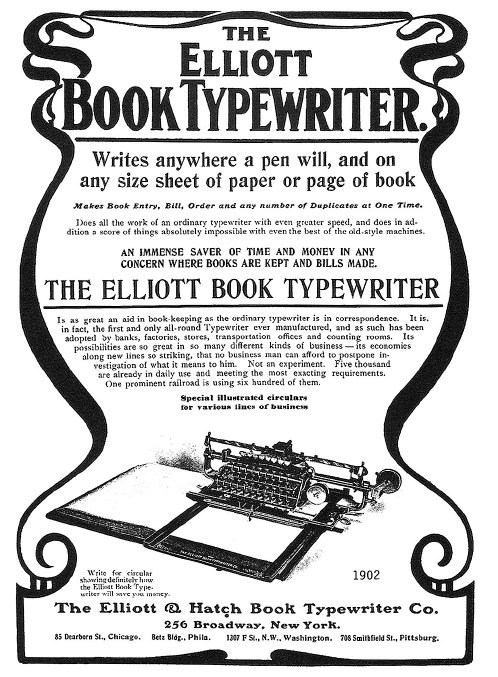 Advertisement for the Elliott Book Typewriter 1902 The recent introduction - photo 5