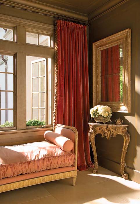 Sophisticated silk velvet curtains edged in a Scalamandr trim and a vintage - photo 3