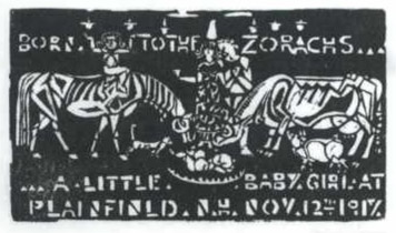 Birth announcement for Dahlov Ipcar by William Zorach woodcut 45 7 1917 - photo 4