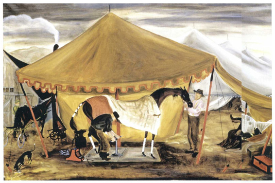 Blacksmith Tent at Topsham Fair oil on linen 26 40 1939 Artists Statement - photo 1