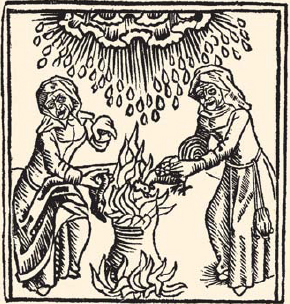 Witches casting a spell to bring rain Woodcut from Ulrich Molitors De Laniis - photo 6