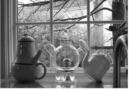 FIGURE 04 Three teapots works of art in the window above the kitchen sink - photo 5