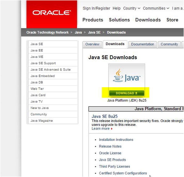 Figure 1-1 The Java Download button on the Java Downloads page Downloading - photo 1