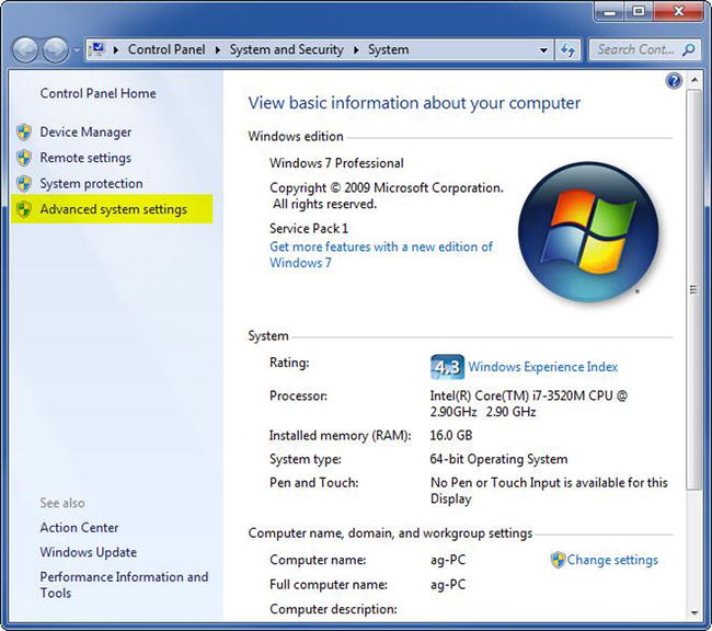 Figure 1-5 Windows System window Click the Environmental Variables button - photo 5