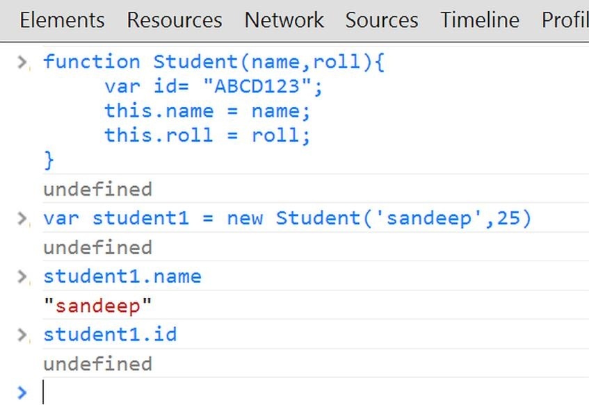 The above chrome console is showing a student1 object is createdname property - photo 1