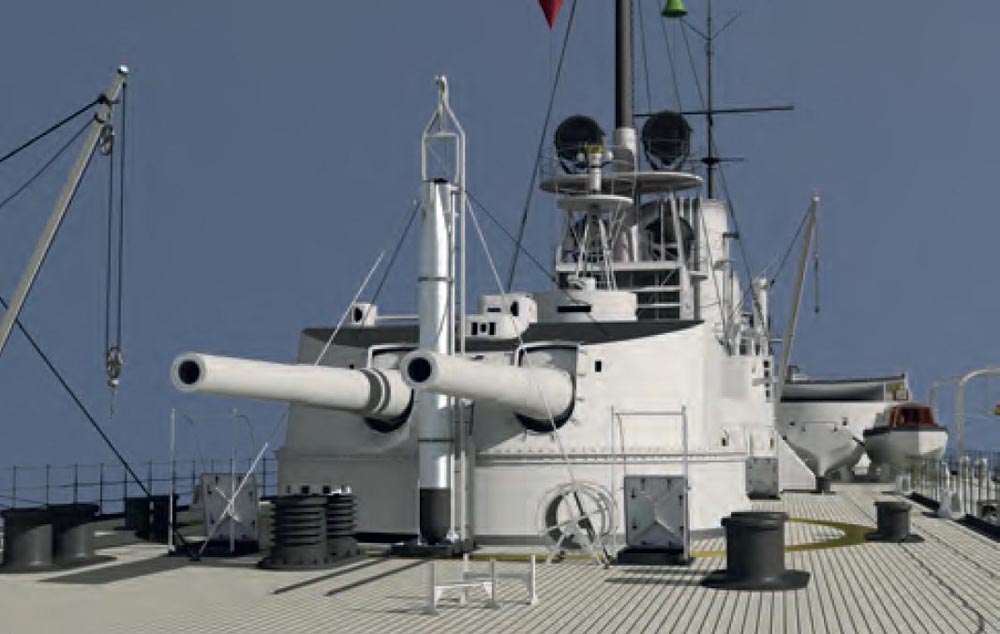 A view of the quarterdeck showing the bollards and warping windlass A torpedo - photo 8