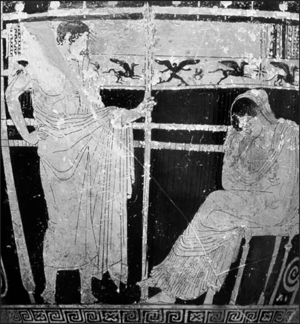 1 On this fifth-century BC Athenian pot Penelope is shown seated by her loom - photo 2