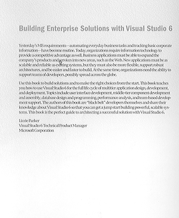 Page iii Building Enterprise Solutions with Visual Studio 6 Don Benage - photo 2