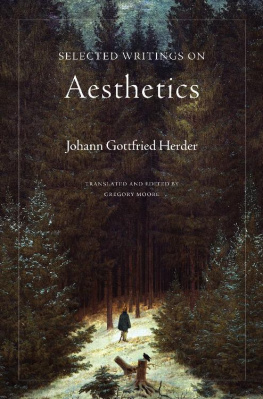 Johann Gottfried Herder Selected Writings on Aesthetics