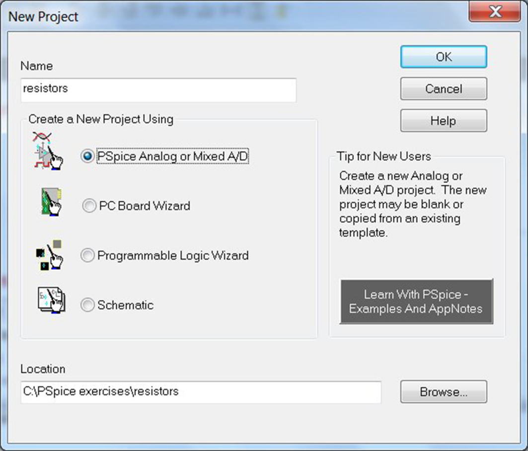 Fig 11 Creating a new project Analog or Mixed AD is used for PSpice - photo 4