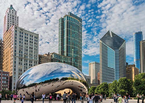 Cloud Gate at Millennium Park Chicago skyline from North Avenue Beach - photo 8