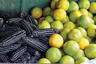 purple corn and limes used to make a drink called chicha morada textiles - photo 13