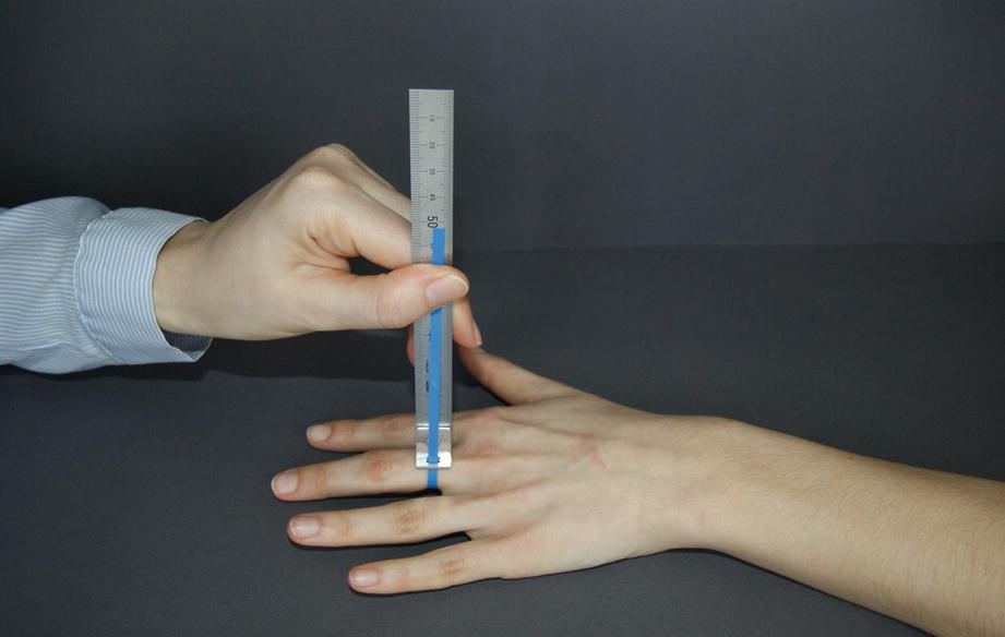 Fig 15 Use of the Leeds dactylometer Fig 16 Radial pulse palpation - photo 5