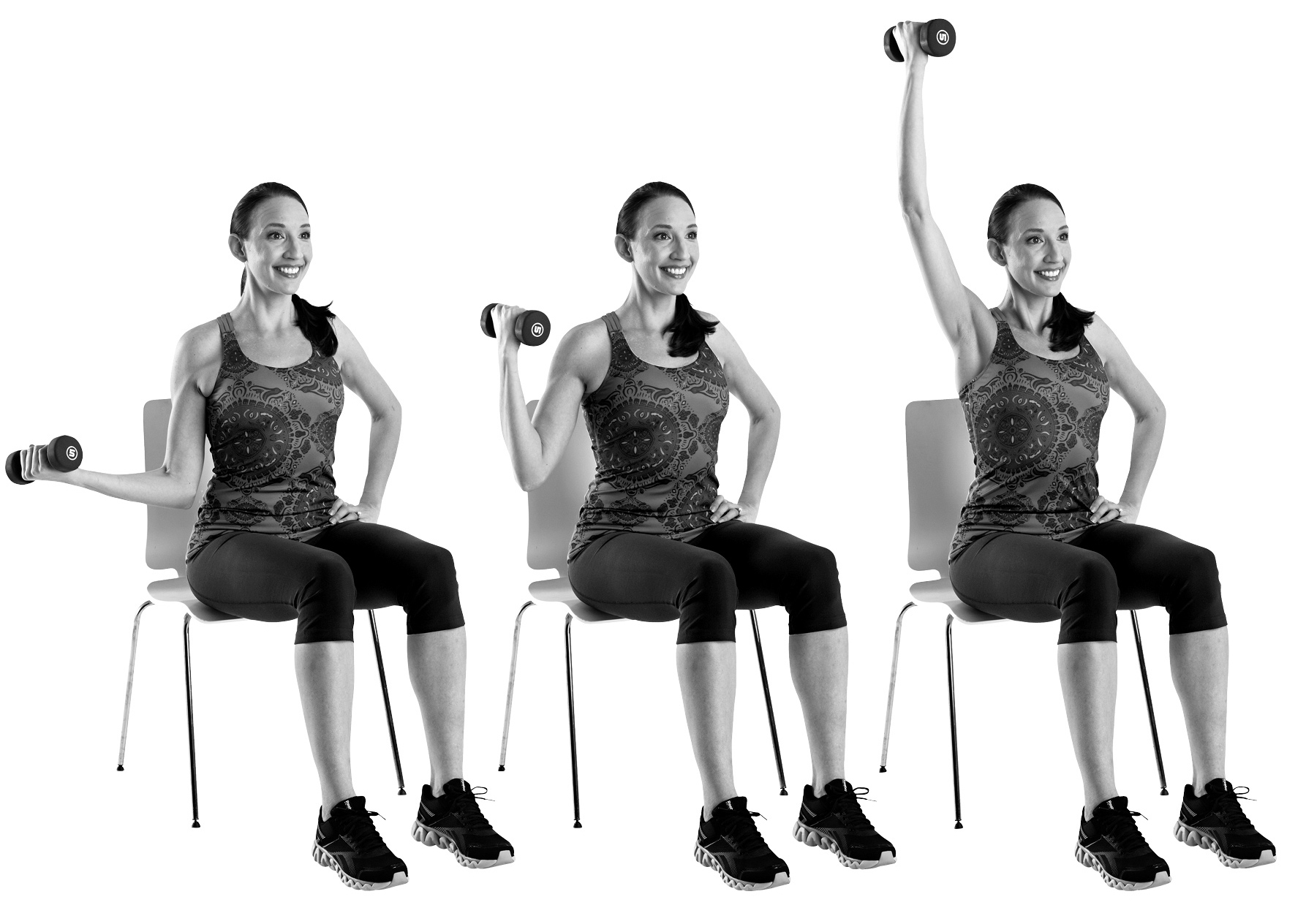 TRICEPS EXTENSION Sit up straight on a chair with your feet flat on the - photo 3