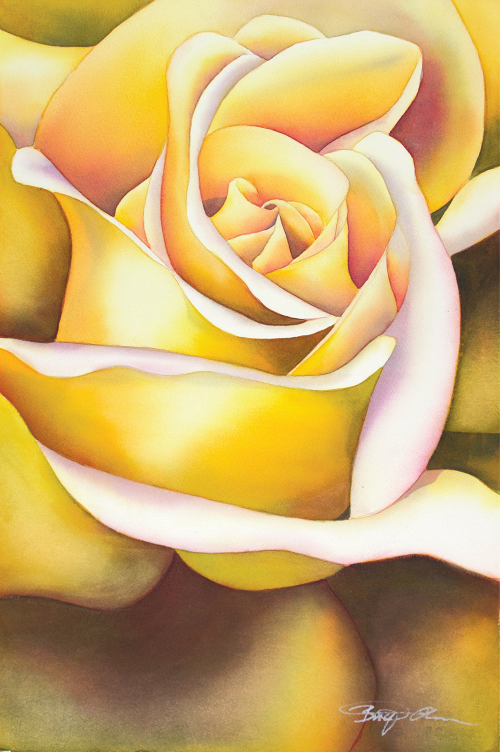 Golden Rose Watercolor on 300-lb 640gsm cold-pressed paper 22 15 56cm - photo 4