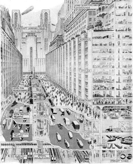 Vertical city a 1928 image of the future by city planner Harvey Wiley Corbett - photo 3