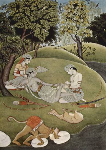 Rama with his wife Sita and brother Lakshmana during exile in forest - photo 14