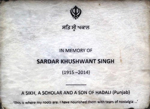 The marble plaque installed in Khushwant Singhs first school in Hadali Punjab - photo 3