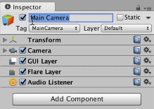 Click on Main Camera The Inspector will fill with attributes of Main Camera - photo 12