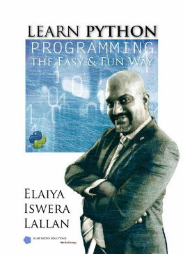 Elaiya Iswera Lallan - learn python programming the easy and fun way