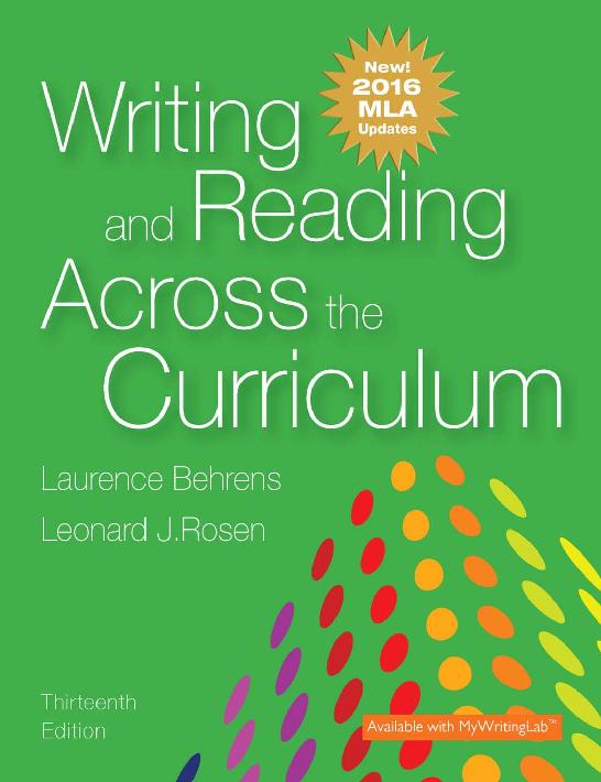 Writing and Reading Across the Curriculum ThiRTeenTh ediTion This page - photo 1