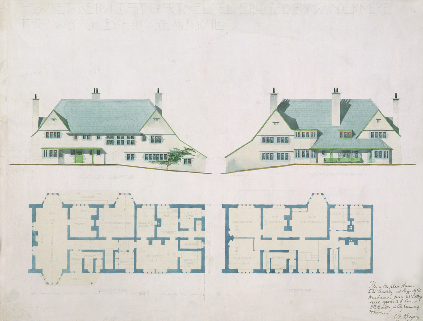 The plan for C F A Voyseys house for J W Buckley Esq at Windermere 1899 - photo 24