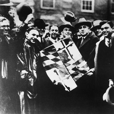 Mencken was our god Holding the Maryland flag aloft with cheering students at - photo 5