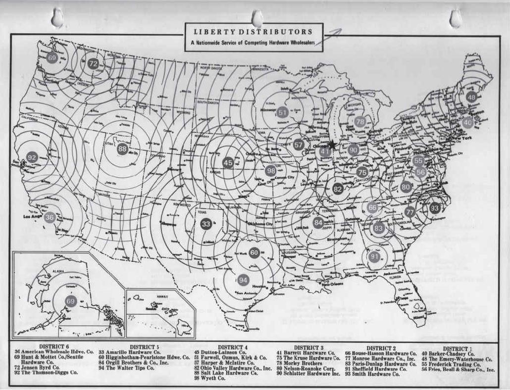 A map of Liberty Distributors member wholesalers from the 1980 company - photo 3