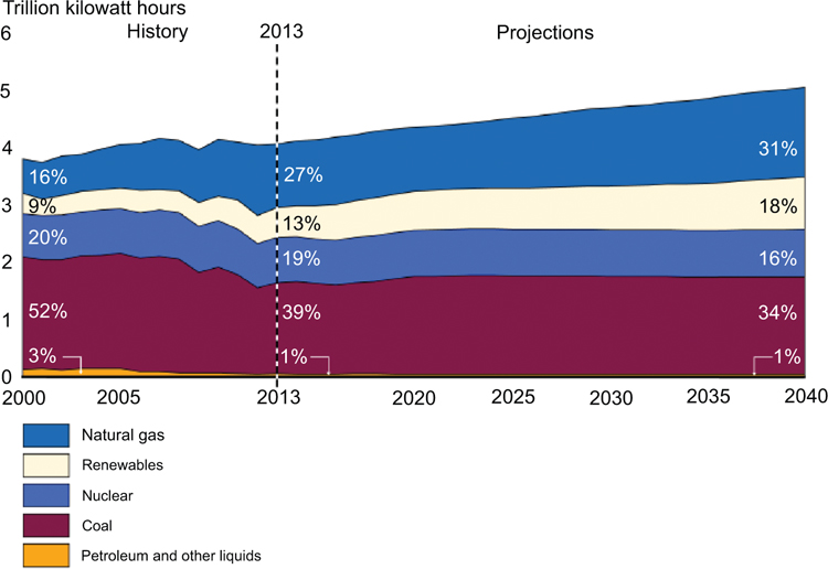 Figure 1-2 Forecast of US electricity generation by fuel type reproduced - photo 4