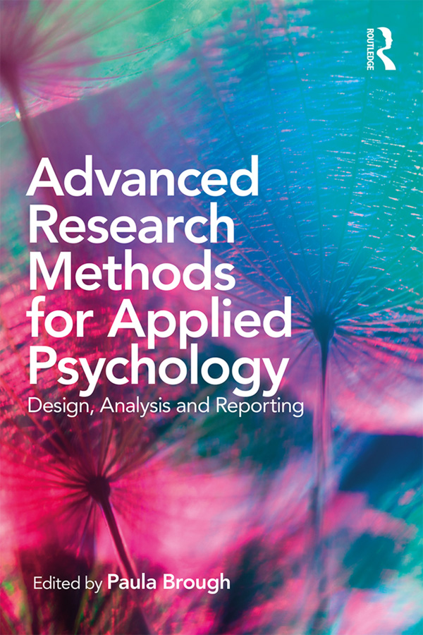 Advanced Research Methods for Applied Psychology This is the first - photo 1