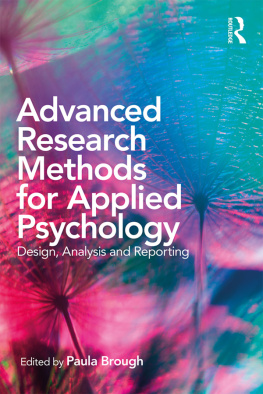 Paula Brough - Advanced Research Methods for Applied Psychology: Design, Analysis and Reporting