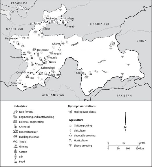 Soviet Tajikistan cities major rivers and industrial sites Contents - photo 1