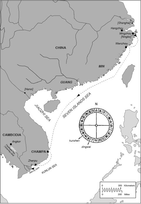 Map of Zhou Daguans outward route PREFACE I FIRST VISITED Angkor in June 1969 - photo 2