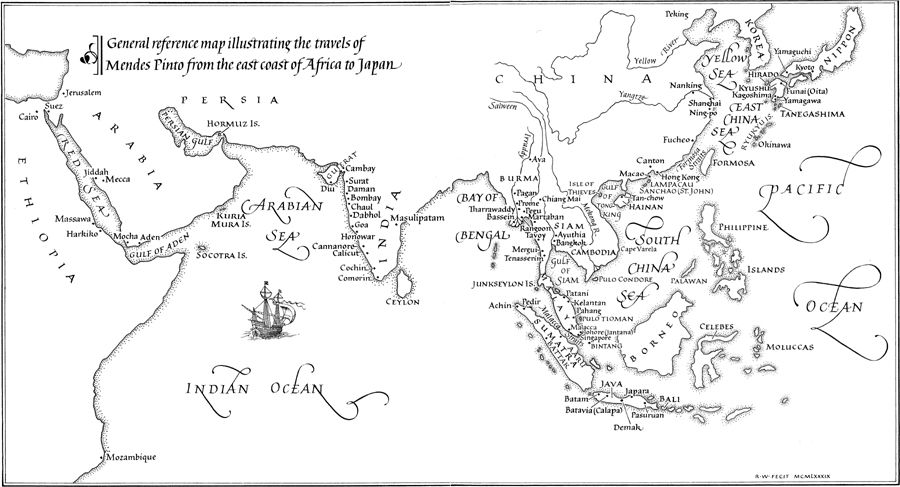 General reference map illustrating the travels of Mendes Pinto from the east - photo 4