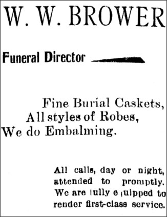 Advertisement for Browers undertaking services published in an 1896 edition of - photo 5