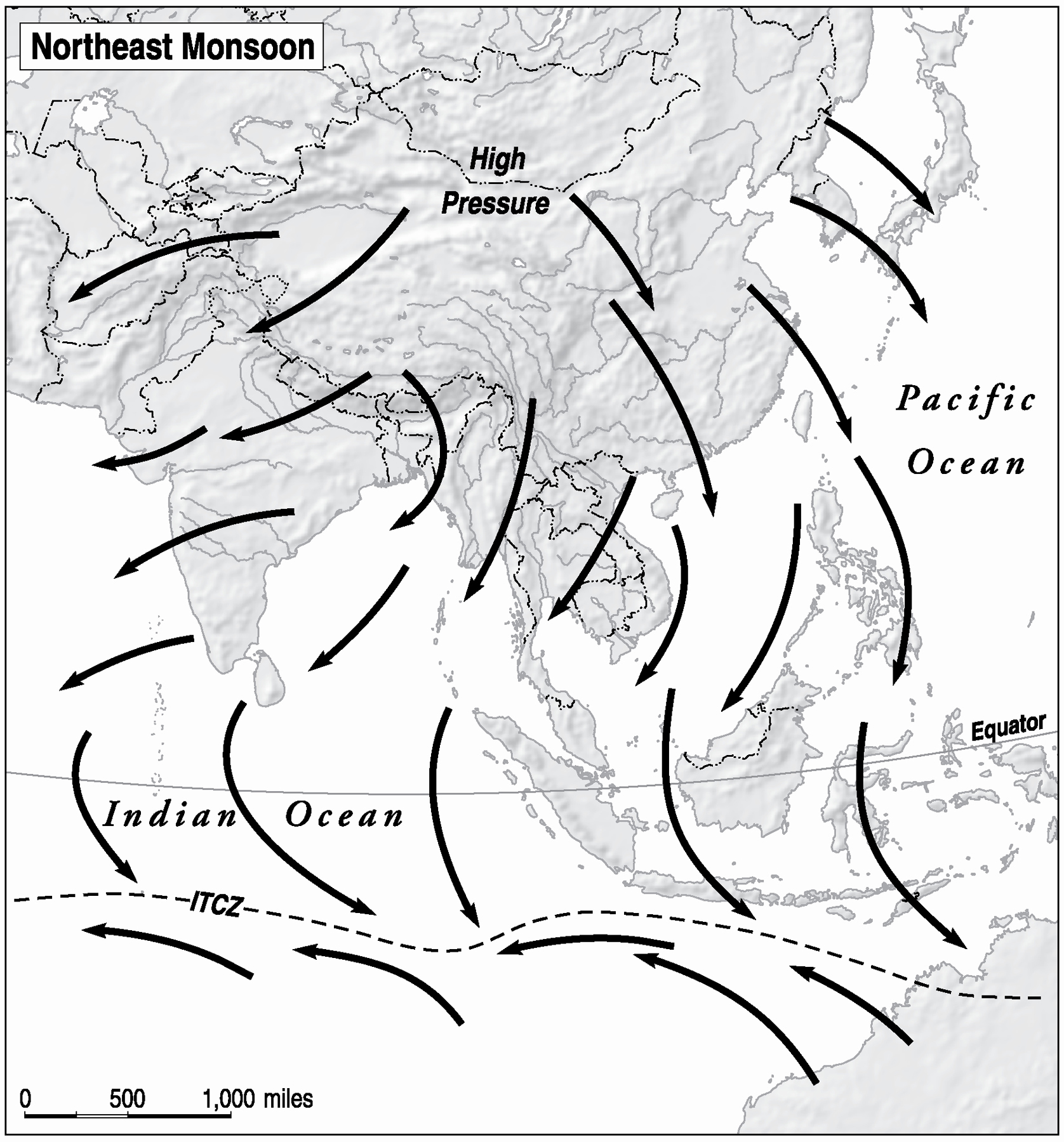 Map showing the winds during the northeast monsoon which blows from December - photo 4