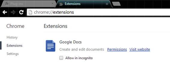 Figure 1-1 Viewing the Google Chrome Extensions Note The item in Figure - photo 1