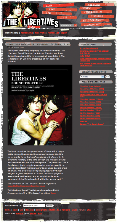 Figure 11 The final version of the Libertines website - photo 3