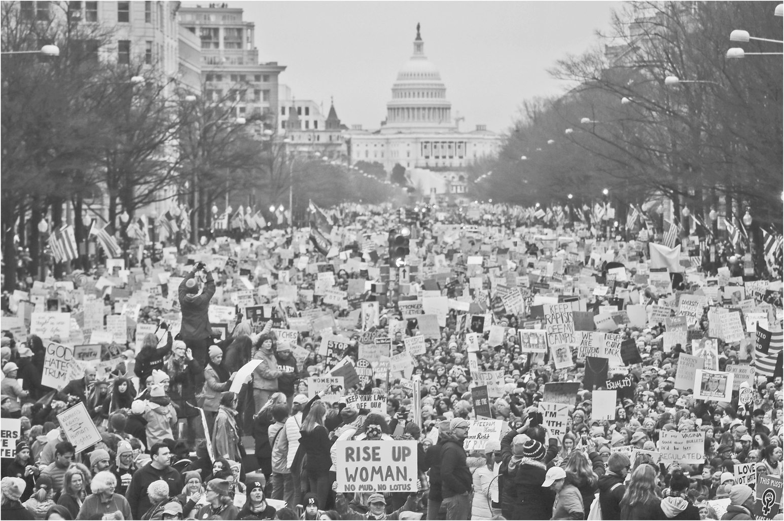 A crowd of marchers on Pennsylvania Avenue during the 2017 Womens March on - photo 4