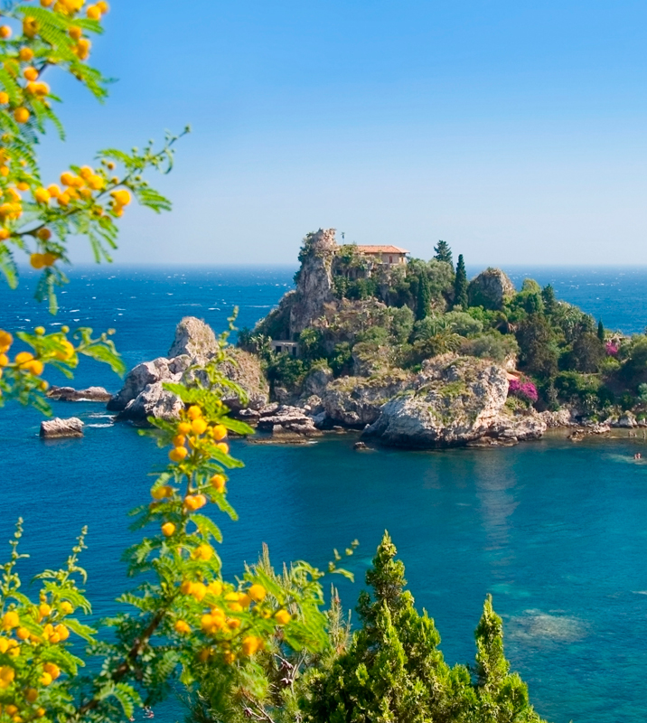 View of Isola Bella and Cape SantAndrea off Taormina Sicily Highlights - photo 4