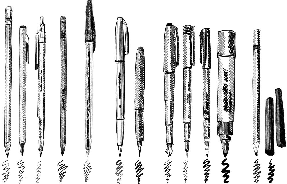 Different sketching tools and the marks they make Left to right graphite - photo 3