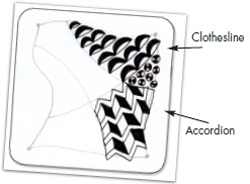 4 Switch to a black pen and draw a tangle pattern in each section When you - photo 16